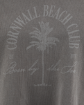The Born by the Sea Womens Cornwall Palm Heavy Faded Crop T-Shirt in Faded Grey