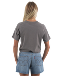 The Born by the Sea Womens Cornwall Palm Heavy Faded Crop T-Shirt in Faded Grey
