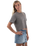The Born by the Sea Womens Cornwall Palm Heavy Faded Crop T-Shirt in Faded Grey