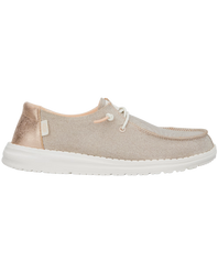 The Hey Dude Shoes Womens Wendy Metallic Sparkle Shoes in Rose Gold