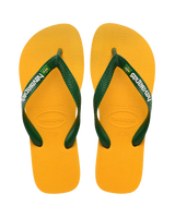 The Havaianas Mens Brazil Logo Flip Flops in Pop Yellow