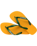 The Havaianas Mens Brazil Logo Flip Flops in Pop Yellow