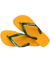 The Havaianas Mens Brazil Logo Flip Flops in Pop Yellow