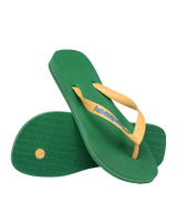 Brazil Logo Flip Flops in Green & Yellow