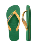 Brazil Logo Flip Flops in Green & Yellow