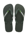 Brazil Logo Flip Flops in Olive Green