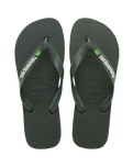 Brazil Logo Flip Flops in Olive Green