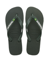 Brazil Logo Flip Flops in Olive Green