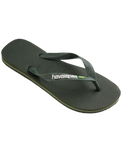 Brazil Logo Flip Flops in Olive Green