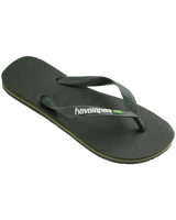Brazil Logo Flip Flops in Olive Green