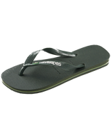 Brazil Logo Flip Flops in Olive Green