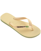 The Havaianas Mens Brazil Logo Flip Flops in Buttercream