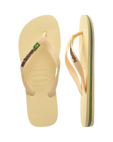 The Havaianas Mens Brazil Logo Flip Flops in Buttercream