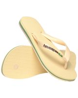 The Havaianas Mens Brazil Logo Flip Flops in Buttercream
