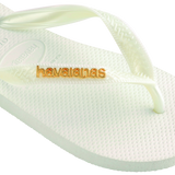 The Havaianas Womens Logo Metallic Flip Flops in White