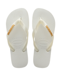The Havaianas Womens Logo Metallic Flip Flops in White