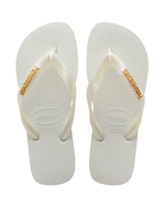 The Havaianas Womens Logo Metallic Flip Flops in White