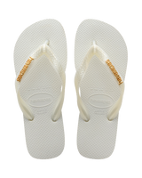The Havaianas Womens Logo Metallic Flip Flops in White