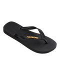 The Havaianas Womens Logo Metallic Flip Flops in Black