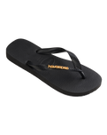 The Havaianas Womens Logo Metallic Flip Flops in Black