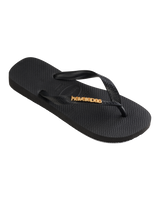 The Havaianas Womens Logo Metallic Flip Flops in Black