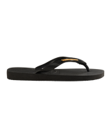 The Havaianas Womens Logo Metallic Flip Flops in Black
