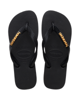 The Havaianas Womens Logo Metallic Flip Flops in Black