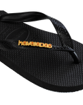 The Havaianas Womens Logo Metallic Flip Flops in Black