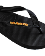 The Havaianas Womens Logo Metallic Flip Flops in Black