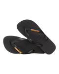 The Havaianas Womens Logo Metallic Flip Flops in Black
