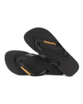 The Havaianas Womens Logo Metallic Flip Flops in Black