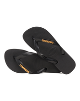 The Havaianas Womens Logo Metallic Flip Flops in Black