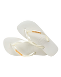 Logo Metallic Flip Flops in White