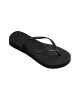 Slim Flatform Flip Flops in Black