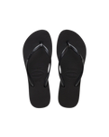 Slim Flatform Flip Flops in Black