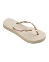 Slim Flatform Flip Flops in Beige