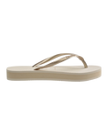 Slim Flatform Flip Flops in Beige