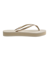 Slim Flatform Flip Flops in Beige