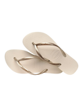Slim Flatform Flip Flops in Beige