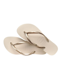 Slim Flatform Flip Flops in Beige