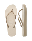 Slim Flatform Flip Flops in Beige