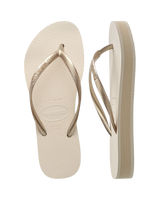Slim Flatform Flip Flops in Beige