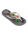 Boys Minecraft Flip Flops in Steel Grey & White