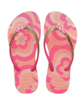 Girls Slim Glitter Trendy Flip Flops in Blossom & Pink Flux
