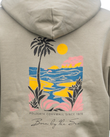 The Born by the Sea Womens Postcard Hoodie in Eucalyptus