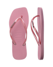 Square Logo Metallic Flip Flops in Rose Chiffom