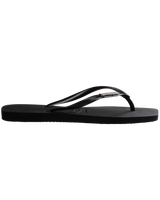 The Havaianas Womens Square Logo Metallic Flip Flops in Black & Silver