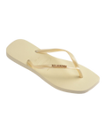 Square Logo Metallic Flip Flops in Buttercream
