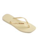 Square Logo Metallic Flip Flops in Buttercream