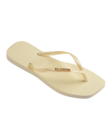 Square Logo Metallic Flip Flops in Buttercream